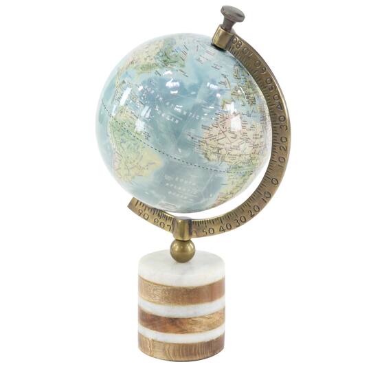 16" Blue Ceramic & Metal Coastal Globe